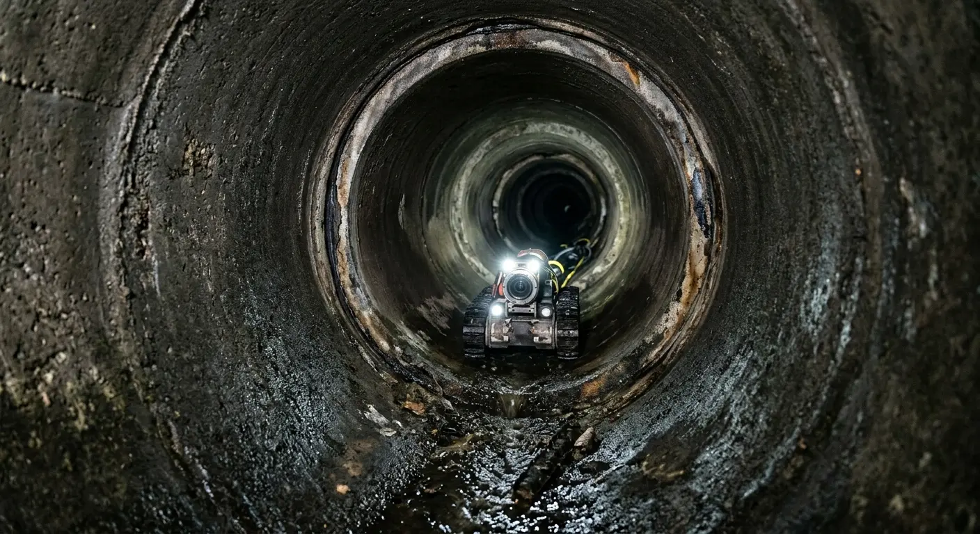 Robotic sewer camera inspecting pipe interior for Sewer Line Cleaning in Henderson